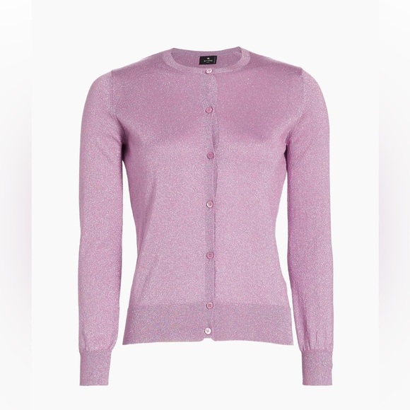 Etro NWT shimmer silk cardigan Sweater lilac purple Women's size 40 US 4 - Picture 1 of 14